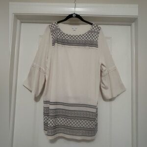 Women's J.Jill  Cream and Black Patterned Top
